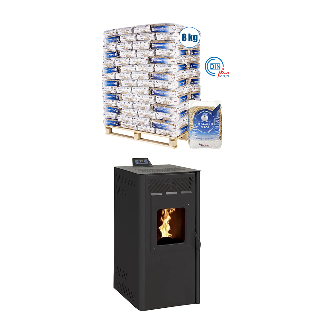 Poele a Granule 9 KW - Pellets De Bois - Granules 126 Sacs De 8kg